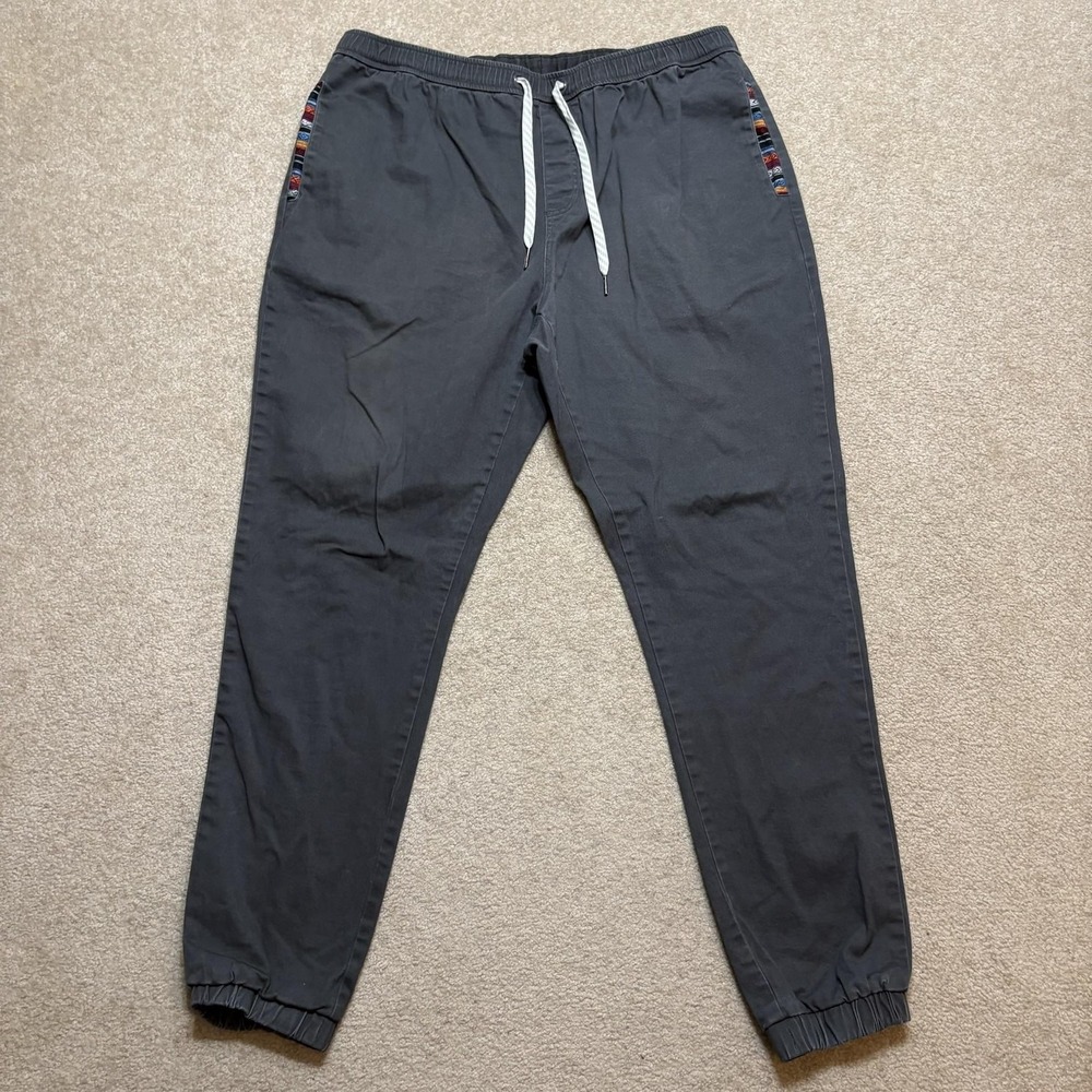 WOWIE Jogger Pants Mens XLT Gray Rambler Aztec Southwestern Trim Casual Stretch